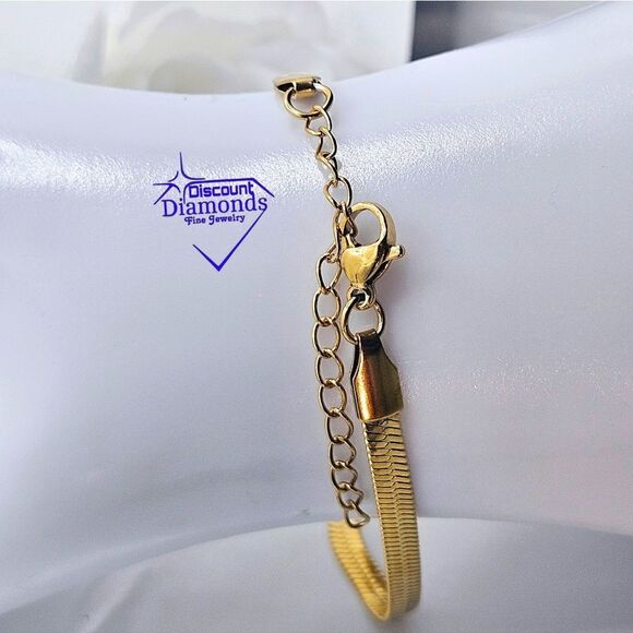 18K Yellow Gold on Titanium Steel Snake Design Bracelet - Picture 6 of 8